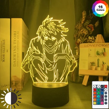 

Manga Death Note L Lawliet Figure Led Night Light for Anime Room Store Decor Idea Cool Kids Child Bedroom Table Lamp Ryuk Figure