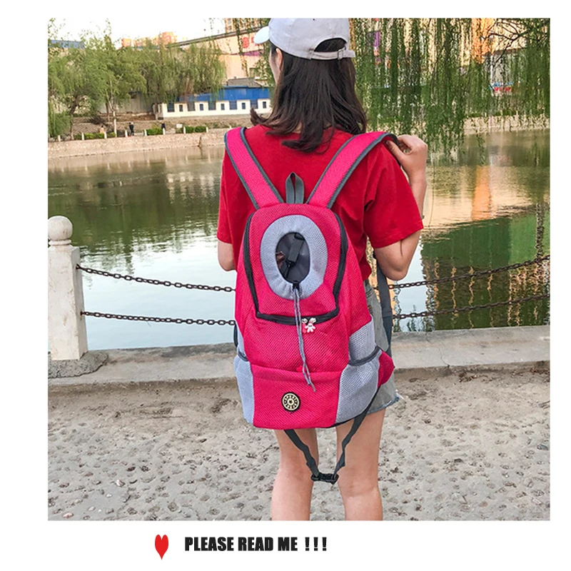 New Out Double Shoulder Portable Travel Backpack Outdoor Pet Dog Carrier Bag Pet Dog Front Bag Mesh Backpack Head