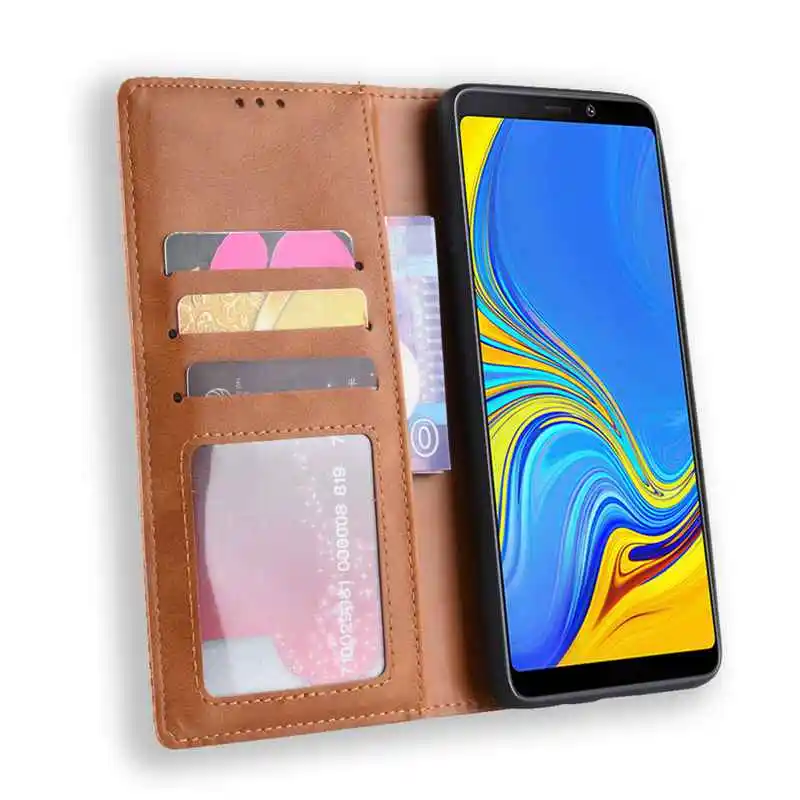 Флип-кейс для samsung Galaxy A9 A7, чехол с магнитной застежкой из искусственной кожи, чехол-кошелек для samsung A9S A750 A6S, сумка для телефона