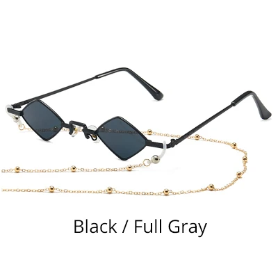 Black - Full Gray Ralferty маленькие солнцезащитные очки для женщин дизайнерские высококачественные красные Квадратные Солнцезащитные очки цепочка для очков Landyard винтажные женские оттенки C732 - Цвет линз: Black - Full Gray