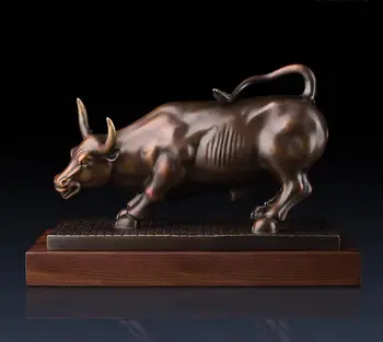 

28cm Chinese Zodiac Art Deco Pure Brass painted Ox Oxen Zodiac decorate sculpture Decoration Home Furnishings Gift Statue