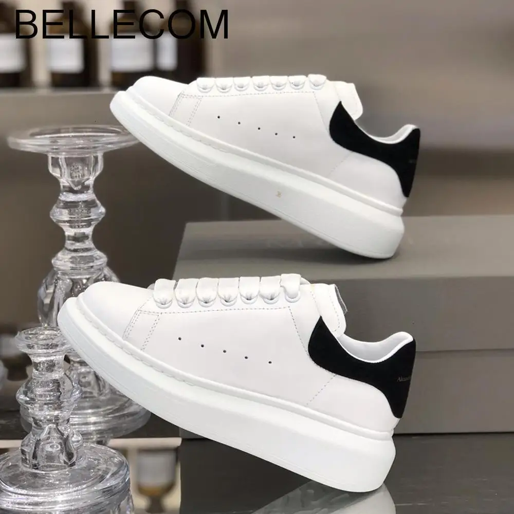 BELLECOM/новые женские белые туфли на плоской платформе; женские кожаные дышащие спортивные лоферы на толстой подошве; zapatos de mujer