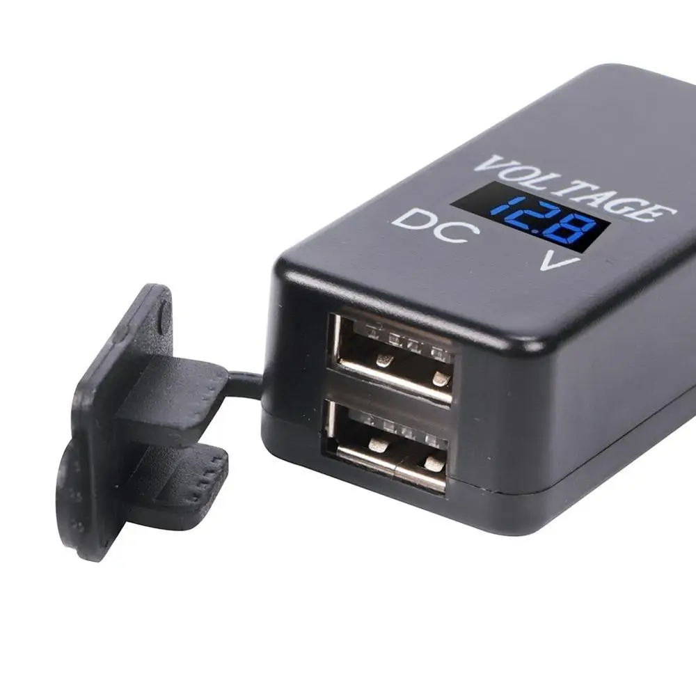 SAE к USB адаптер вольтметр мотоцикл быстроразъемный штекер Водонепроницаемый двойной зарядное устройство 2.1A и 2.1A для смартфона планшета gps