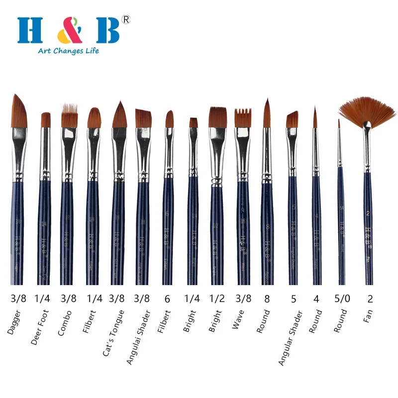 H& B 13 шт. набор кистей для рисования с холщовой сумкой для масляных акриловых акварельных красок деревянная ручка многофункциональные принадлежности художественные Кисти