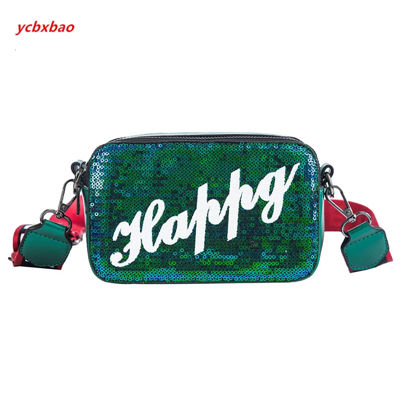 

Bags For Women 2019 PU Leather Fashion Small Crossbody Bags For Ladies Square Handbag Sequin Letter Shoulder Bag