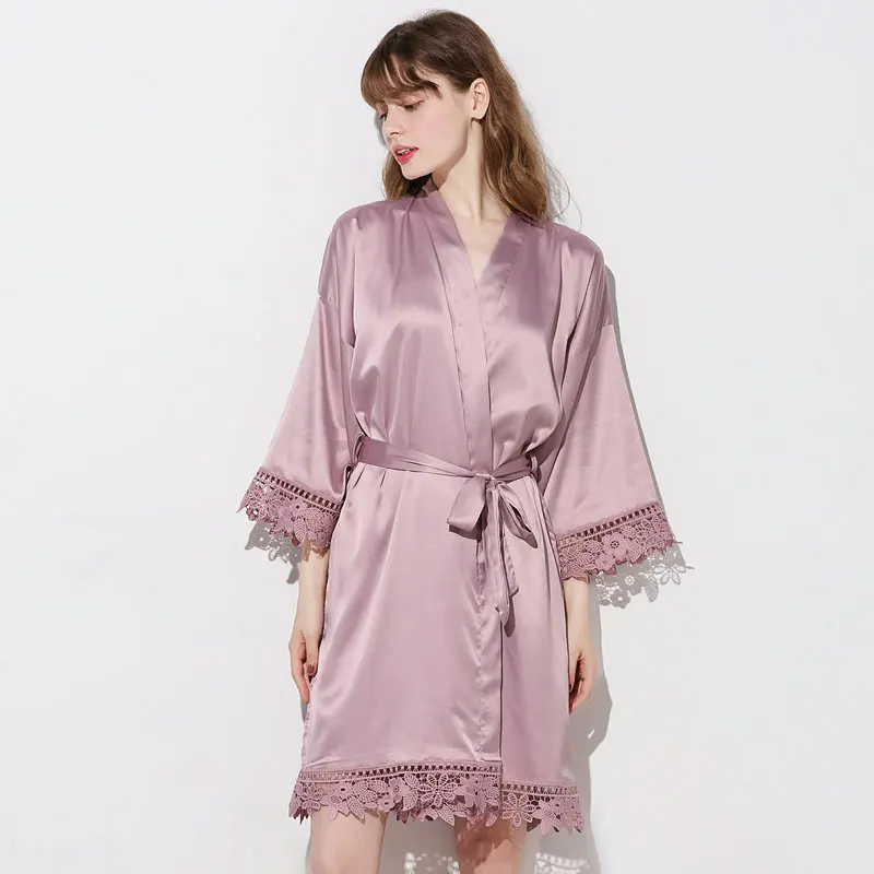 Soft Mauve Zaxachilable New Bridesmaid Robes Womens Robes Sleepwear Bathrobe Bathrobe - Color: Soft Mauve