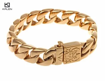 

Stainless Steel Men's Ghost Charm Bracelet Bangle 22cm Fashion Gold Heavy Chunky Bike Link Chain Bracelet Jewelry
