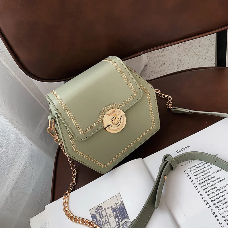 

2019 New Style Hot Selling Chain Summer Popular Contrast Color WOMEN'S Bag Geometry Square Sling Bag Single-shoulder Crossbody B