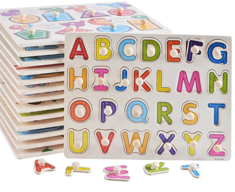 Woods Puzzle Kid Toy Early Educational Toys Numerals Graphic Alphabet Digit Learning 3D Wooden Jigsaw Puzzles Children For Gifts