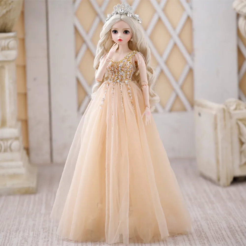 BJD кукла 1/3 кукла шар соединенный тело с головным убором, серьги, платье цвета шампанского, обувь 60 см Высота девушки модная игрушка для детей