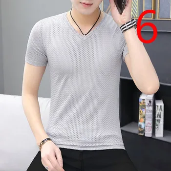 

2019 summer port wind lapel slim t-shirt Korean version of the trend of solid color leading men's compassionate 7128