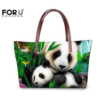 

FORUDESIGNS Kawaii Panda Print Cute Womens Handbags Big Soft Tote Hand-bags For Ladies Fashion Hand Bags Shopper Bag Large Size