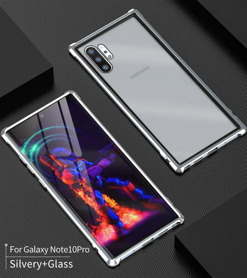 Броня металлический бампер чехол для samsung Galaxy Note 10 10 Plus Чехол 9H закаленное стекло твердая задняя крышка для samsung Note 10 Plus Coque