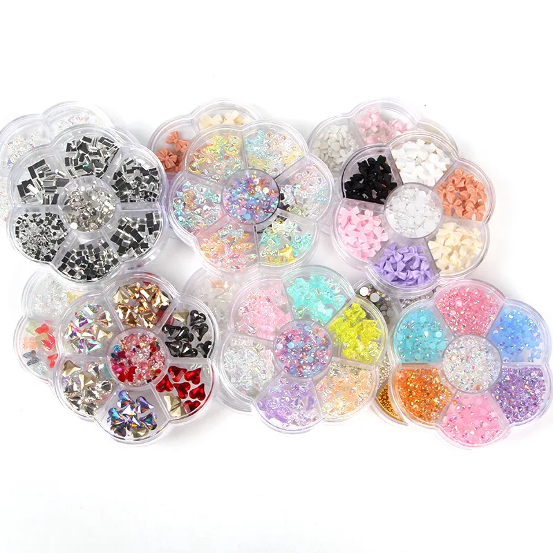 

New mix and match nail jewelry net red aurora bow bear mixed nail decoration diamond accessories nail decor butterfly nail art