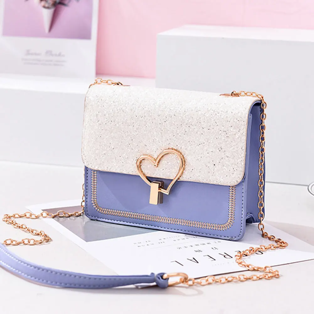 Женская сумка через плечо в форме сердца с блестками на цепочке для мобильного телефона, ключей, денег H66