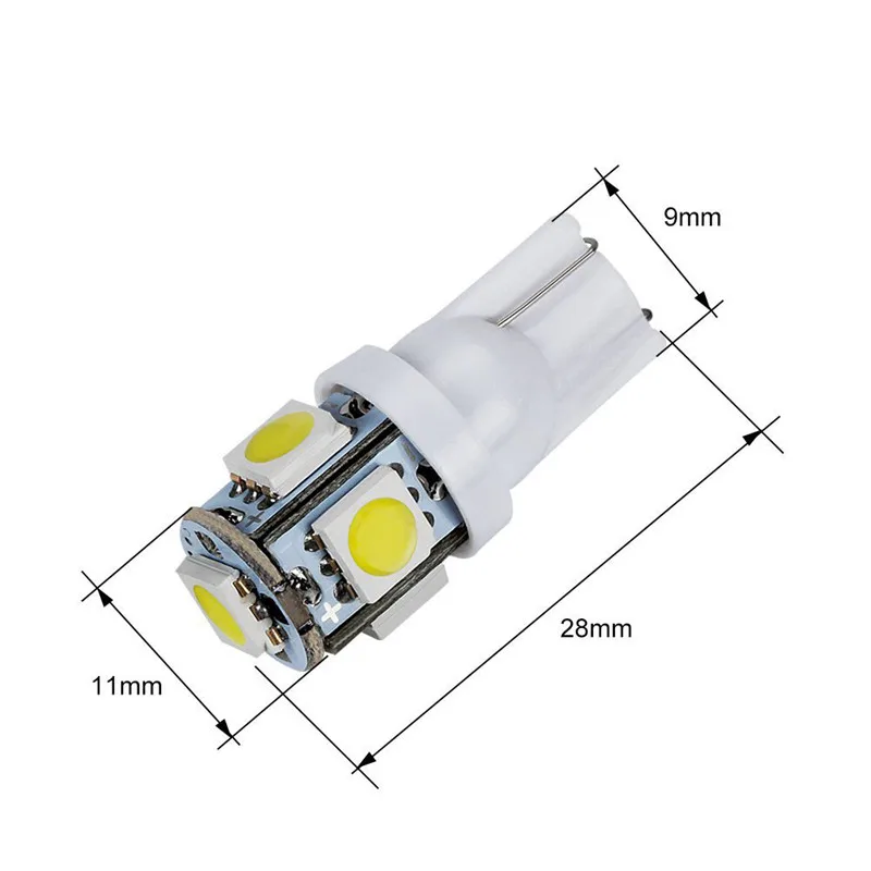 10 шт. Led Автомобильный DC 12 В лампада светильник T10 5050 супер белый 194 168 w5w T10 Светодиодная парковочная лампа авто клинообразный габаритный фонарь