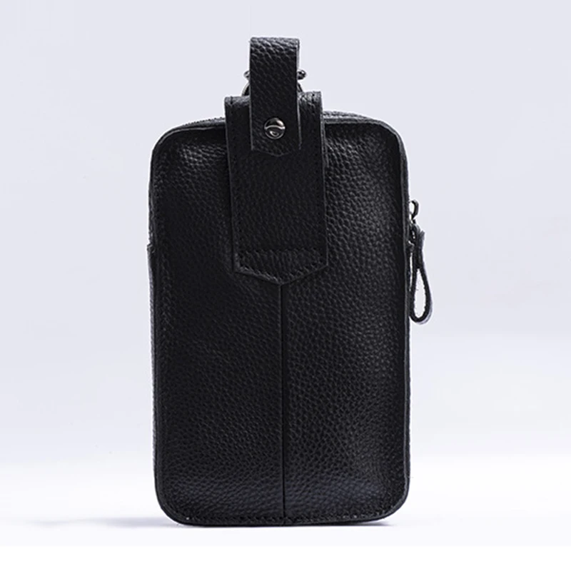 Men Genuine Leather Cell/Mobile Phone Waist Fanny Pack Cigarette Case Pouch Hook Male Crazy Horse Cowhide Hip Bum Belt Bags