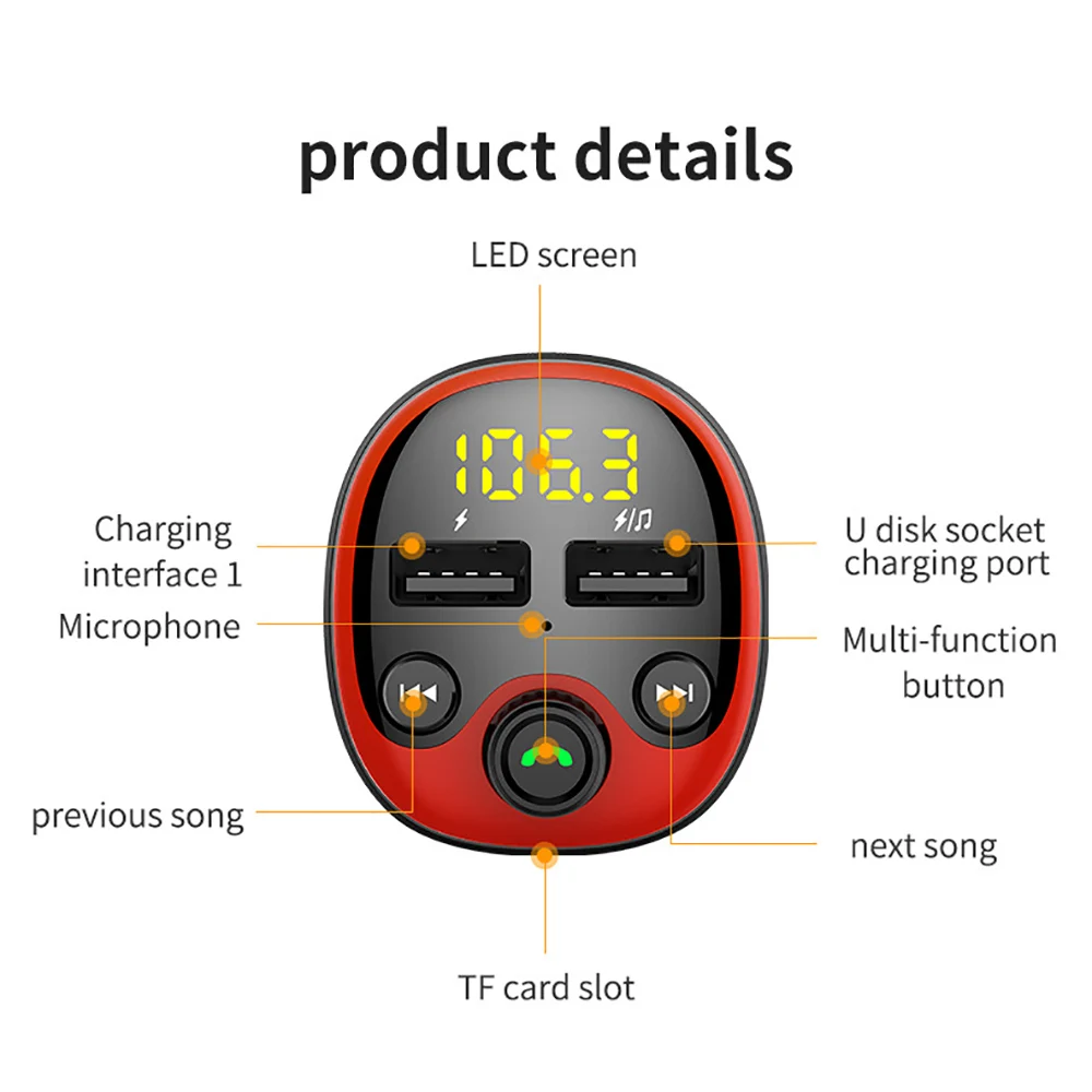 Bluetooth Быстрая зарядка USB 2,0 USB Автомобильное зарядное устройство для iPhone Xiaomi huawei 3.1A быстрое зарядное устройство для мобильного телефона Поддержка TF карты