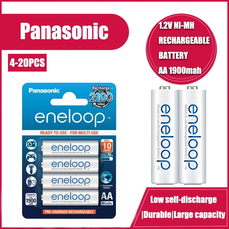 Аккумуляторные батареи Panasonic Eneloop предварительно заряженные Ni-MH типа АА 1900 мАч 1 2