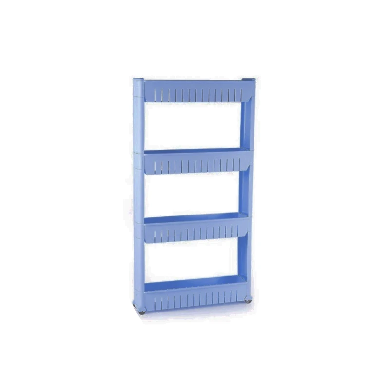 blue 4-layers 1/шт зазор для кухонного хранения полка тонкая горка башня подвижная сборка Пластиковая Полка для ванной комнаты колеса пространство 3 слоя высокое качество - Цвет: blue 4-layers