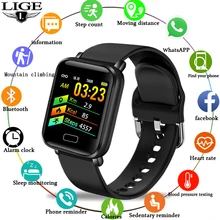 LIGE mode montre intelligente IP67 étanche smartwatch moniteur de fréquence cardiaque plusieurs sports modèle fitness tracker homme femmes portable(China)