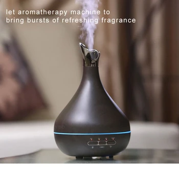 

ejoail Aroma Essential Oil Diffuser Ultrasonic Air Humidifier purifier with Wood Grain LED Lights for Office dark wood 300m
