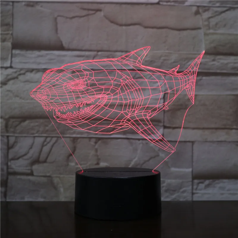 Акула USB 3D настольная лампа домашний декор 7 цветов меняющийся светодиодный Ночной светильник сенсорный пульт дистанционного управления Управление домашний декор атмосферная лампа