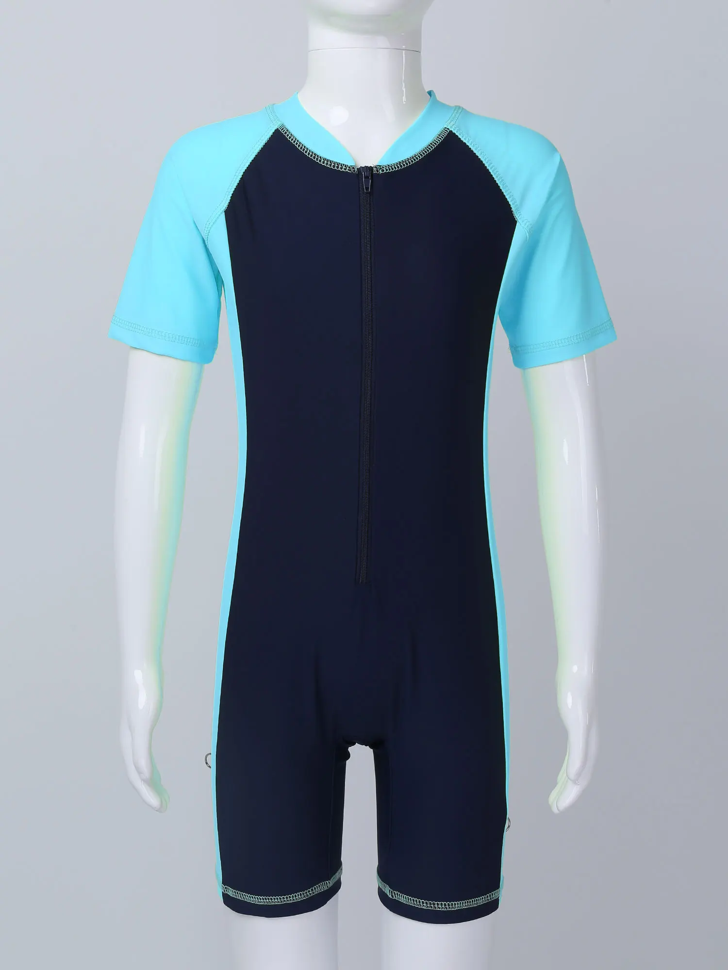 Kids Boys Girls One Piece Short Sleeve Swimsuit Surfing Wetsuit UV Sun Protection Rash Guard Bodysuit Swimwear Beachwear