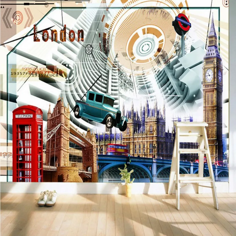 

Drop Ship Wallpaper 3d London Bridge Landscape Nostalgic Background Mural Wallpaper Restaurant Bedroom Decoration