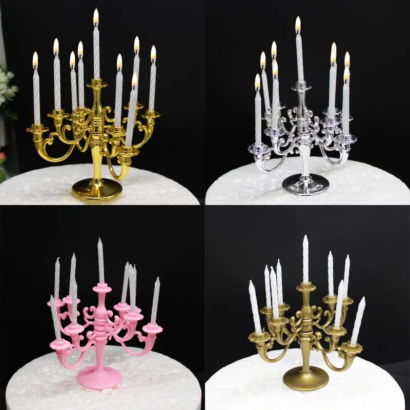 Candles and Candlestick Bracket 1 Set Cake Topper Birthday Party Cake Candle Holders Toppers Decoration Candlestick Top 9pcs/set cake candles cake topper cake decorations cake toppers birthday party supplies party decorations