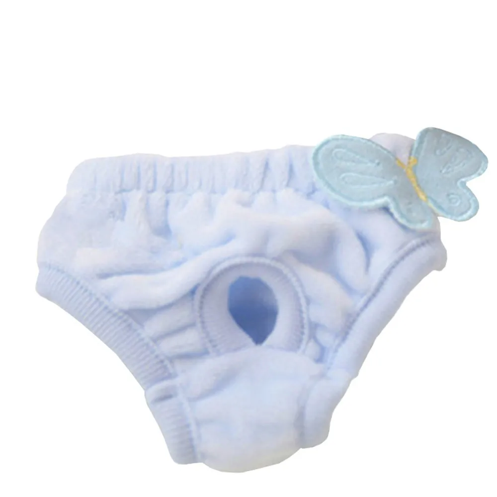 S BLUE 1PC Cartoon Pet Physiological Pants Puppy Dog Cat Underwear Suspender Dog Cute Shorts Diaper Sanitary Briefs Panties - Цвет: S BLUE