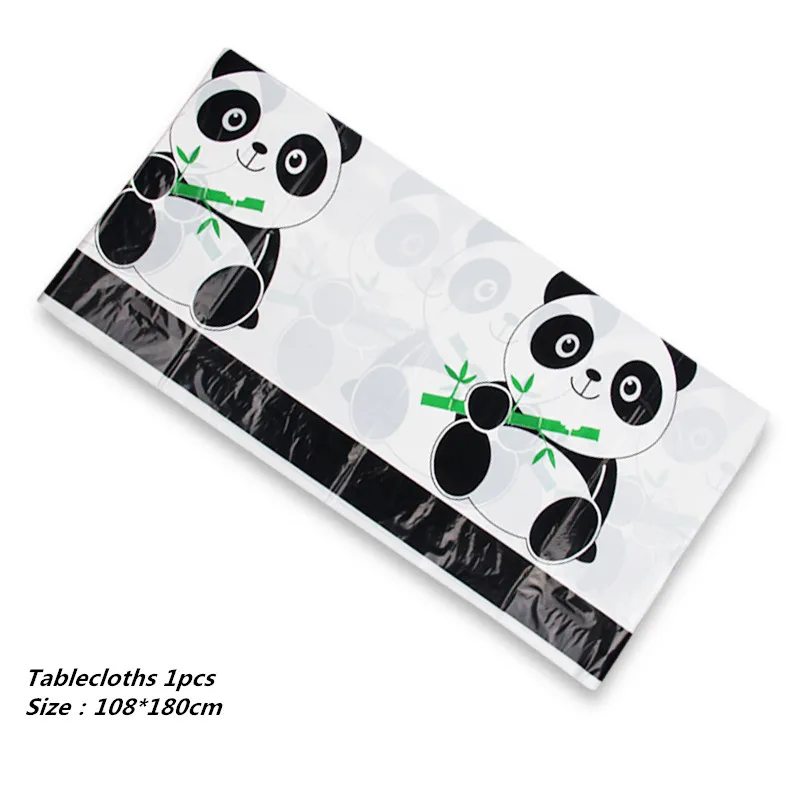 Tablecloth 1pcs Мультяшная панда тематическая вечеринка на день рождения украшения Дети Девочка одноразовая посуда набор салфетки чашка тарелка Подарочная сумка для вечеринок - Цвет: Tablecloth 1pcs