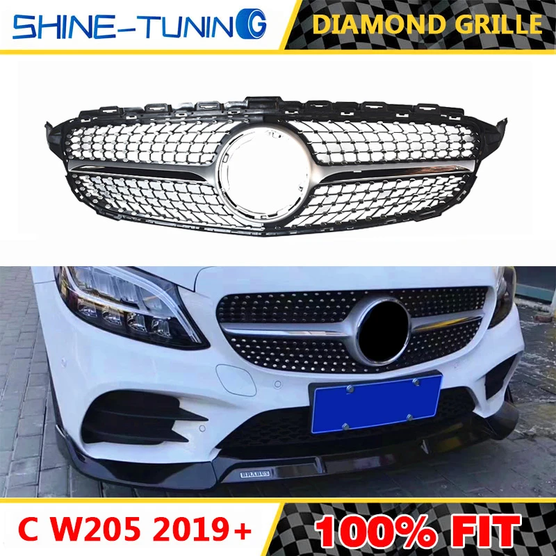 Diamond Grille Suitable For Mercedes C Class W5 19 C63 Radiator Grille C450 C250 C180 C0 C2 C63 19 Racing Grills Aliexpress