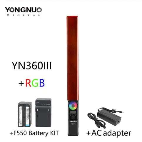 YONGNUO YN360 III YN360III ручной светодиодный светильник для видео с сенсорным регулированием Bi-colo 3200k до 5500k RGB цветовая температура с пультом дистанционного управления - Цвет: YN360III kit