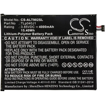 

Cameron Sino 4000mAh Battery For Alcatel 9024W,A30 Tablet,A30 Tablet 4G LTE,TLp040J1