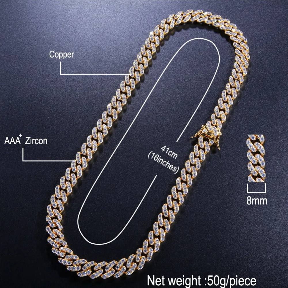 Хип хоп розовый AAA кубическая циркониевая подвеска Bling Iced Out кубинские Короткие Ожерелья Роскошные CZ камень звено цепи мужские украшения-браслеты