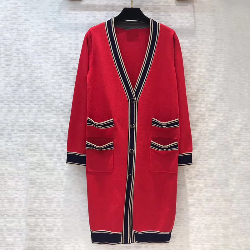 

Vintage Chic Red Oversized Knitted Sweater Cardigans Women 2019 Fashion Long Sleeve Side Slit Loose Cardigans Casual Pull Femme