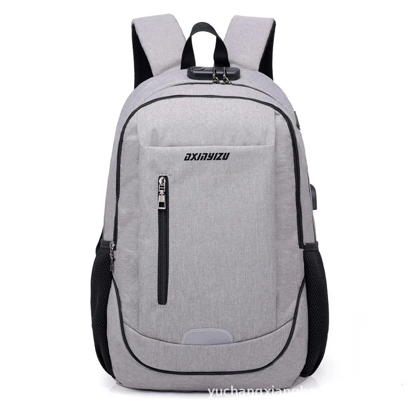

2019 usb charging backpack male multi-function combination lock bag bag manufacturers selling customize logo