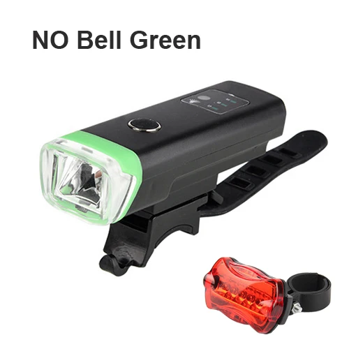 no bell green set NEWBOLER, умный индукционный велосипедный передний светильник, набор с динамиком, 120 децибел, велосипедный фонарь, USB Перезаряжаемый светодиодный фонарь для езды на велосипеде - Цвет: no bell green set