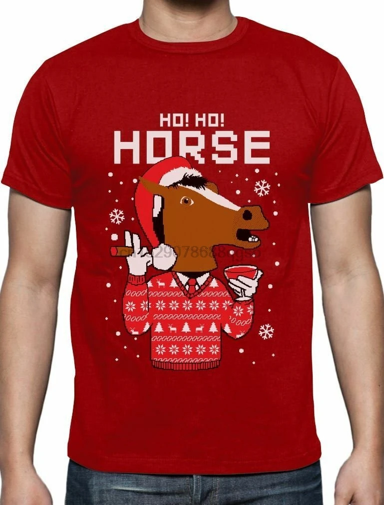 Маска лошади некрасивый Рождественский свитер Праздничная футболка