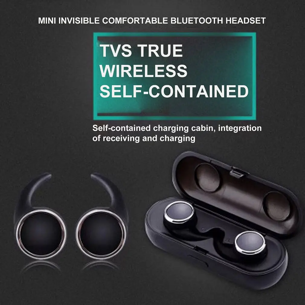 Handsfree Sports R160 TWS Bluetooth V4.1 настоящие беспроводные стерео наушники мини невидимый микрофон 300 мАч зарядная коробка