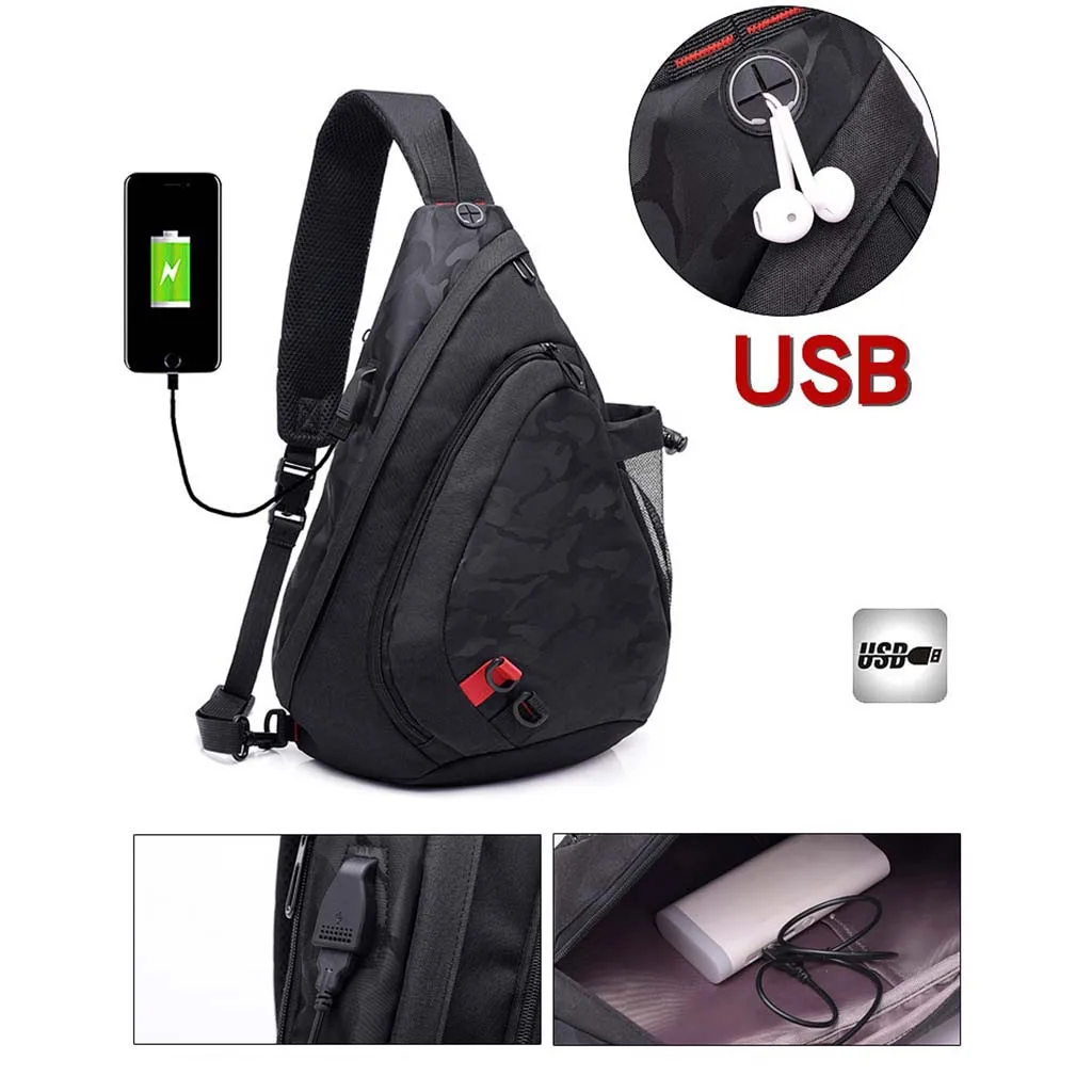 MAIOUMY, модная мужская нагрудная сумка с USB, Большая вместительная мужская дорожная сумка через плечо, качественные спортивные сумки через плечо из ткани Оксфорд