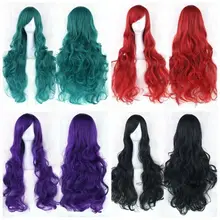 80 см модные женские Аниме длинные Кудрявые Волнистые Синтетические волосы вечерние косплей полный парик