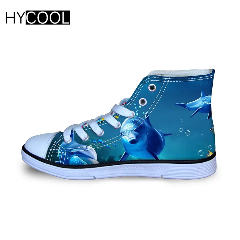 HYCOOL 3D “морской Дельфин” с принтом дышащая холщовая обувь спортивная обувь из искусственной кожи для мальчиков и девочек скейтборд обувь, детские кроссовки