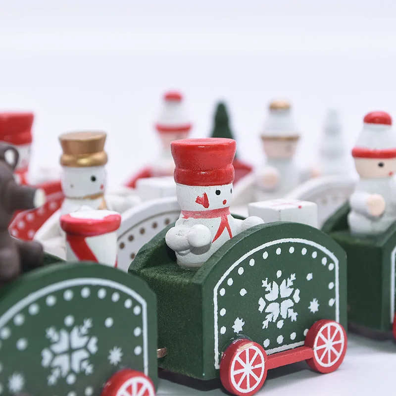 1 Набор, медведь, со снежинками и деревянный Рождественский поезд Рождественский Декор, орнамент детские игрушки для рождества дома и сада с утолщённой меховой опушкой, хороший подарок декор