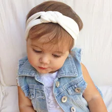 Детская повязка для волос с узлом, вязаная эластичная хлопковая повязка на голову, Европейский и американский стиль, Детская резинка для волос, 8 цветов