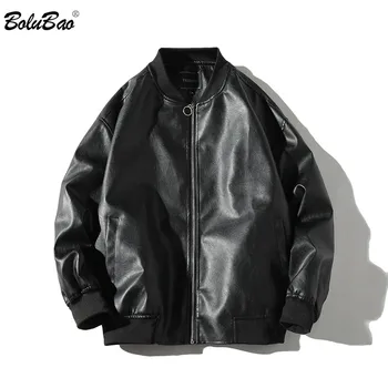 

BOLUBAO Brand Men Leather Jacket Men's Embroidery Suede Leather Jacket Autumn Winter Fashion Solid Color Leather Jacket Male