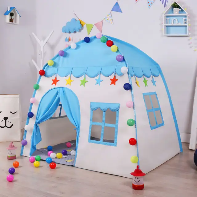 Portable Baby Play House Children Tent Teepee Tent Enfant Kids Tent Pink Blue Kids Play House Indoor Outdoor Toy Princess House 5