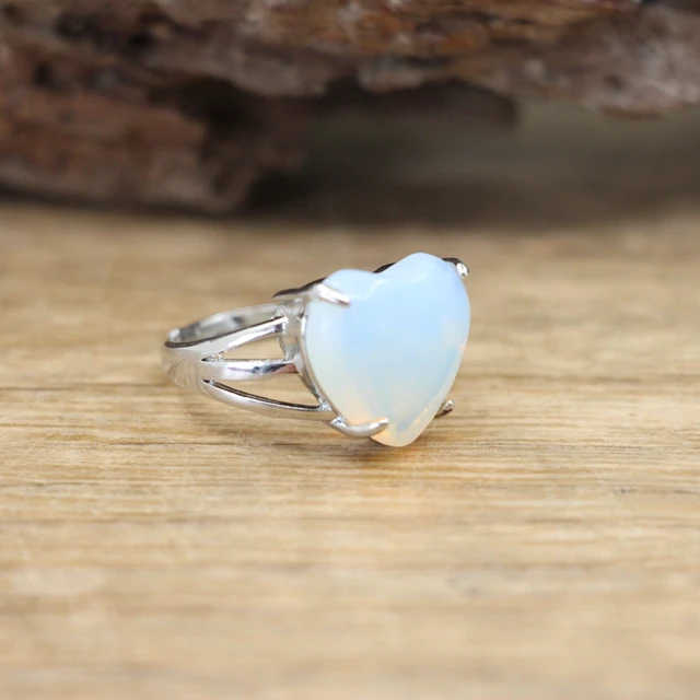 Heart Gems Stone Adjustable Rings Reiki Healing Rose Quartzs Amethysts Opalite Aventurine Ring Women Jewelry Dropshipping,QC4047 5