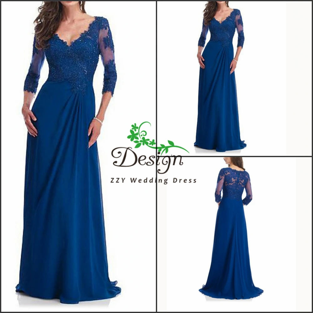 Большие размеры, платья жениха для матери невесты, платья для свадьбы, Aymmenntric, голубой шифон, глубокий v-образный вырез, женские платья